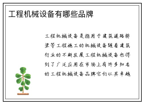 工程机械设备有哪些品牌